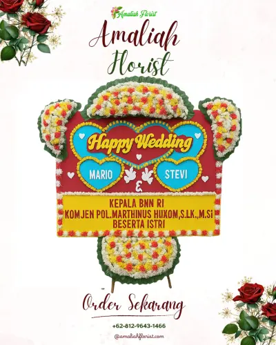 Karangan Papan Bunga Pernikahan di Lorin Solo Hotel